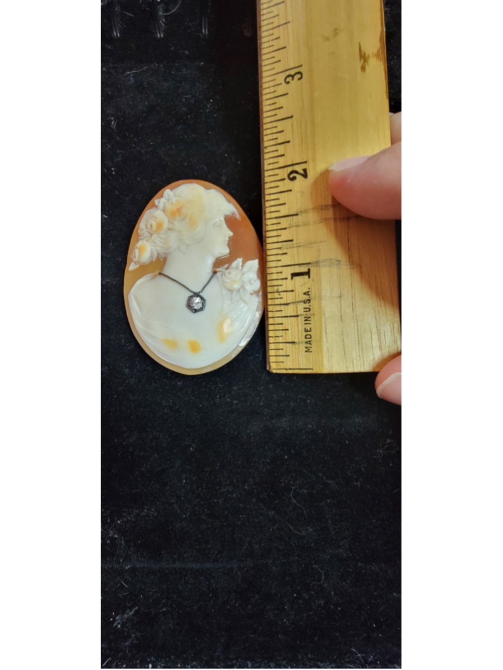 Large Vintage Hand‎ Carved Shell Cameo Loose Italian Lady Portrait Floral Cameo - Picture 9 of 13